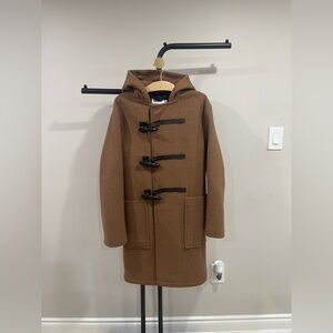 Topman Brown Hooded Trench Coat with Toggles